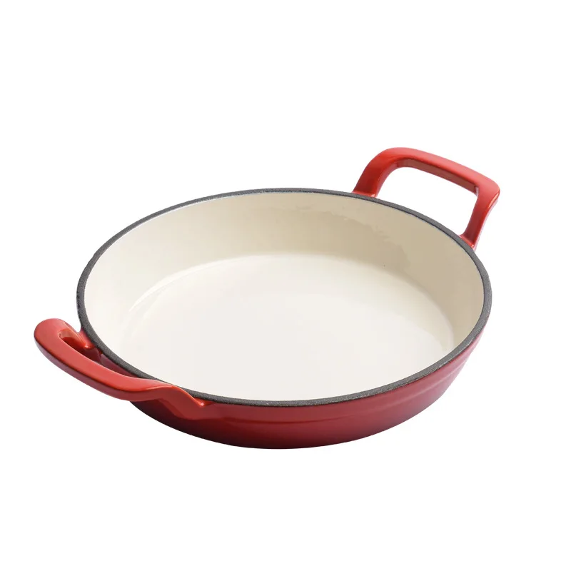 20cm Dual Loop Handle Skillet Enameled Cast Iron Frying Pan Non Stick Grill Pan For Fried Steak For Oven Stovetop Induction