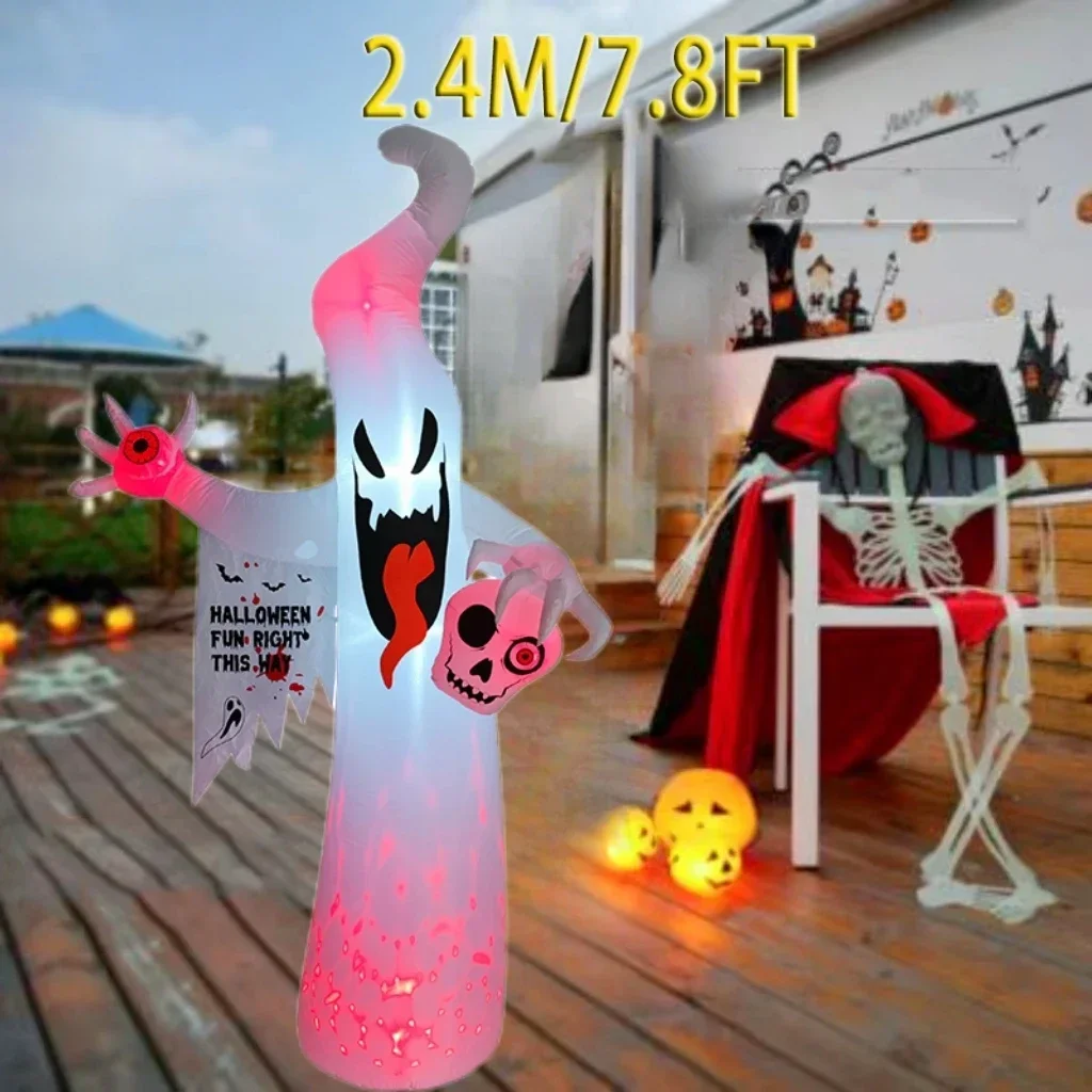 Yard Decorations 2.4M/8FT Halloween Inflatable Angry Ghost Model with LED Holiday Party Decoration Outdoor Horror Decorations