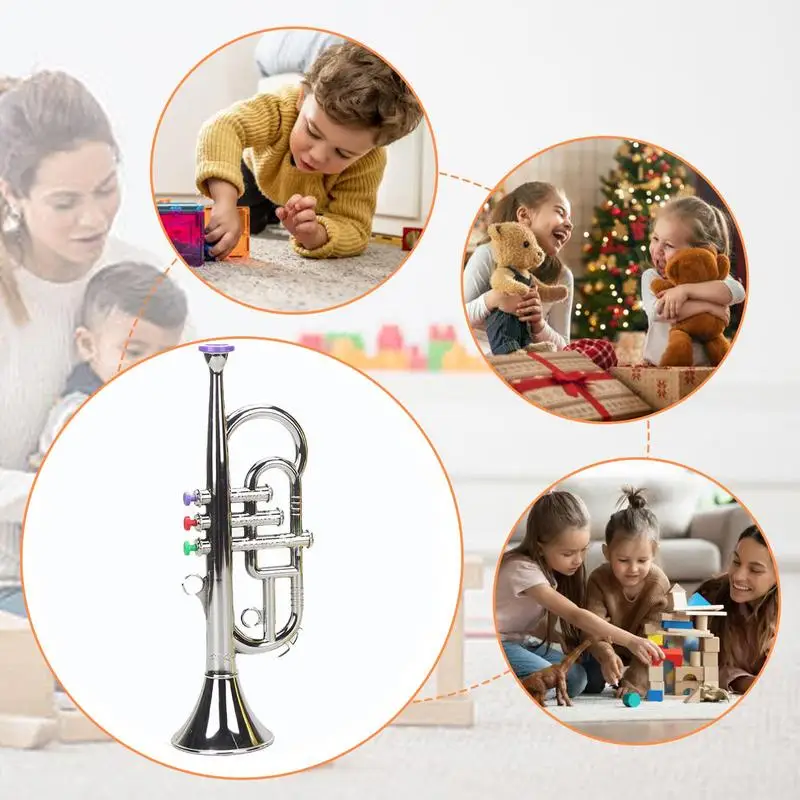 1PC Mini Trumpet Toys Children Early Educational simulated musical instrument Toy for Kids Gifts portable three-tone trumpet