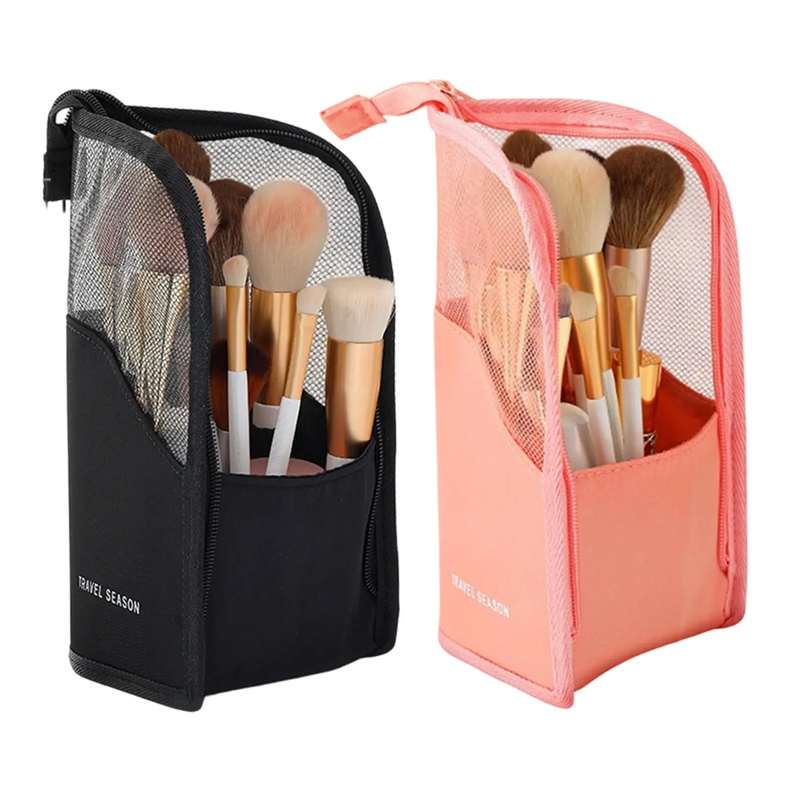 Vertical Makeup Brush Bag Eyebrow Pencil Lipstick Storage Bag Multiple Compartments Organizer Pouch Compact Toiletry Bag