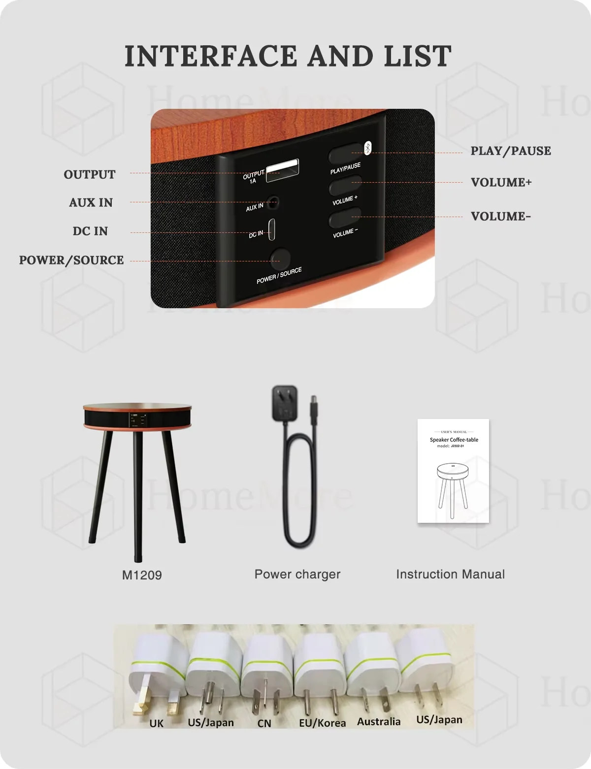 # Hot Sale Professional Lower Price Wireless Modern Panel Solid Wood Bluetooth Speaker Coffee Table