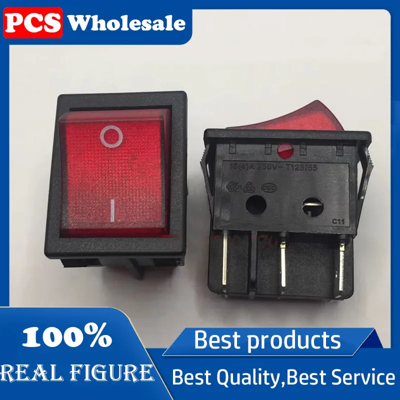 Imported authentic ship type switch rocker switch R220-1C5N-BB1-NW/R220-1C5L-BR1-NW 16A UL VDE certified with light