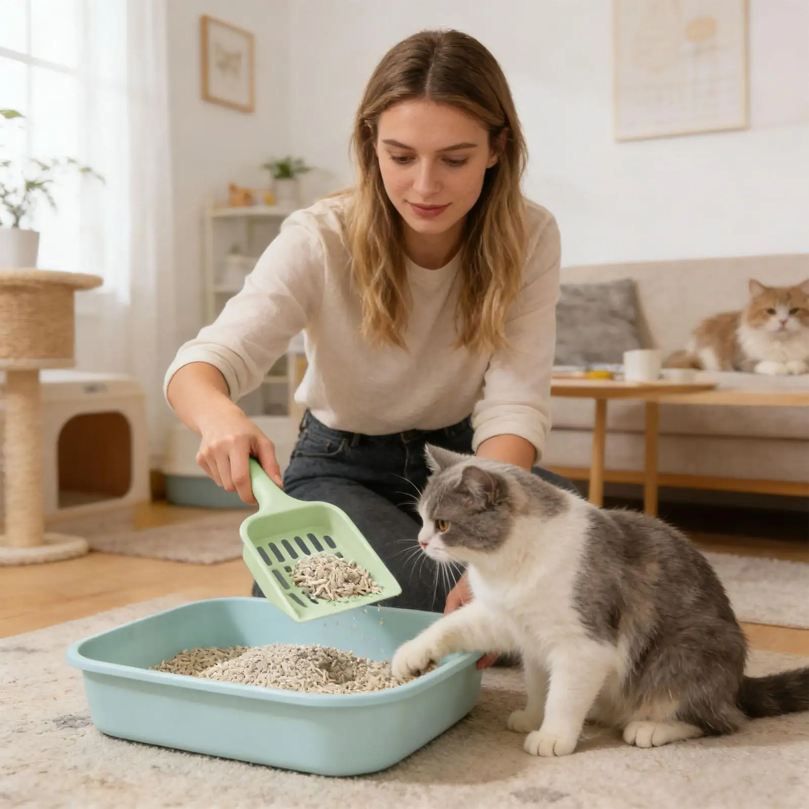 Litter Scooper Ergonomic Poop Lifter Cat Scooper With Long Handle For Home Bathroom Balcony Hallway Apartment Pet Shop
