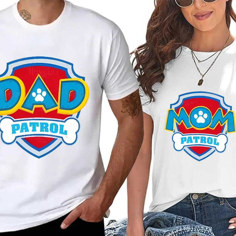 Paw Patrols Dad Mom T-Shirts Summer Family Matching Outfits Parent-Child Clothes Brother Sister Short Sleeve Tee Couples Tops