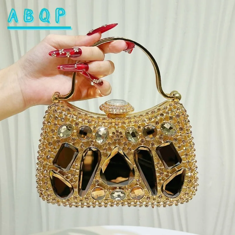 New Dinner Handbag Exquisite Diamond-encrusted Luxury Dinner Party Women's Handbag Shiny Women's Shoulder Messenger Bag