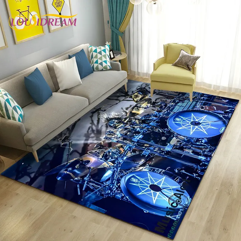 Drum Kit Music Instruments Area Rug Large,Carpet Rug for Living Room Bedroom Sofa Doormat Kitchen Decor,Kid Non-slip Floor Mat