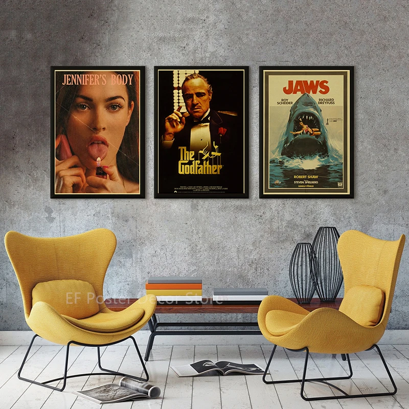 Klasyczny plakat filmowy Wydruki Vintage Pokój domowy Sztuka Dekoracja ścienna Ciało Jennifer/Szczęki/Leon Film Teatr Malarstwo Nostalgiczne Drukuje