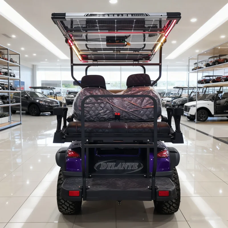 

Хорошая цена, 72 В, независимая подвеска, мощная литиевая батарея 5 кВт, 12 дюймов, черное колесо, 4-местная электрическая тележка для гольфа, багги