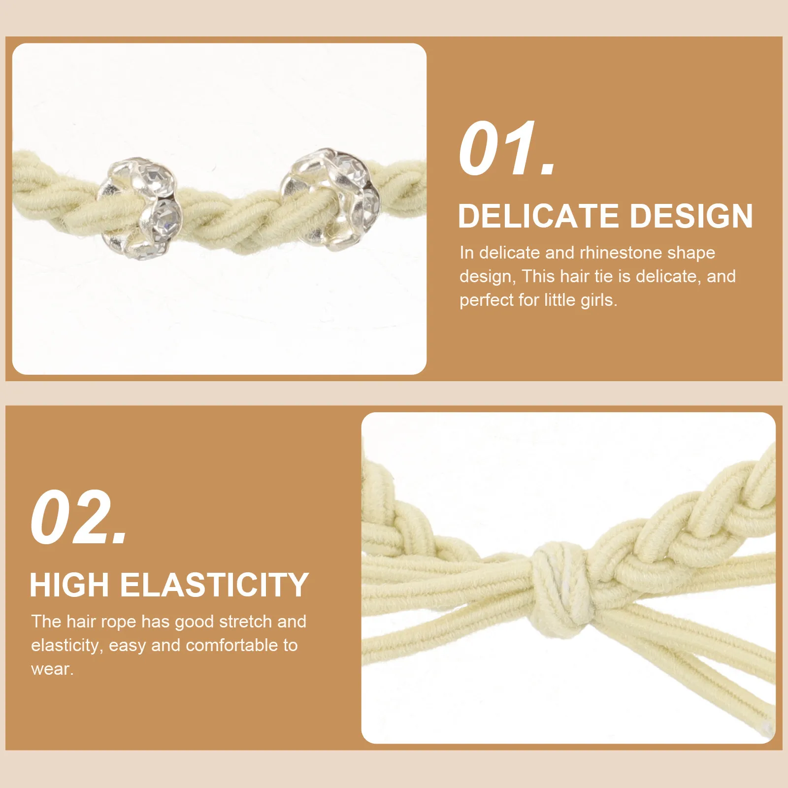 Elegant Rhinestone-Adorned Braided Hair Scrunchies Stretchy Elastic Hair Bands for Girls Women Comfortable Daily Use Ponytail