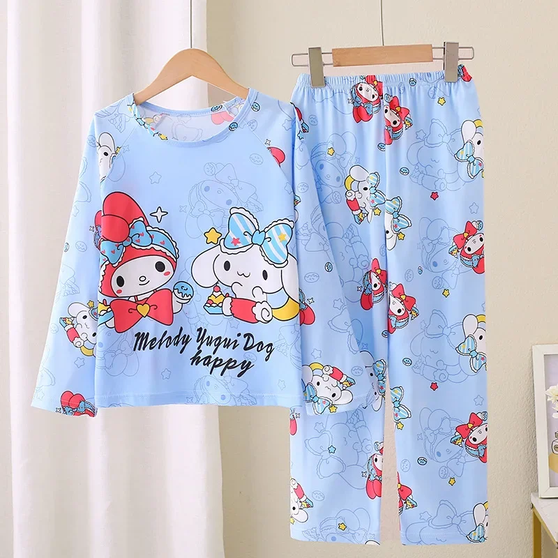 Miniso Spring Autumn Children's Pajamas Set 2024 Cute Anime Cartoon Kids Pijama Boy Girl Sleepwear Long-Sleeved Pants Loungewear