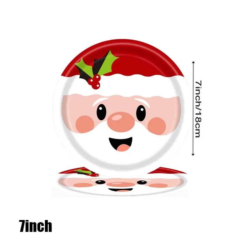 Neues Cartoon-Weihnachtsmann-Themen-Party-Einweggeschirr, Pappbecher, Teller, Servietten, Tischdecken, Weihnachts-Themen-Party-Zubehör – Detail 3