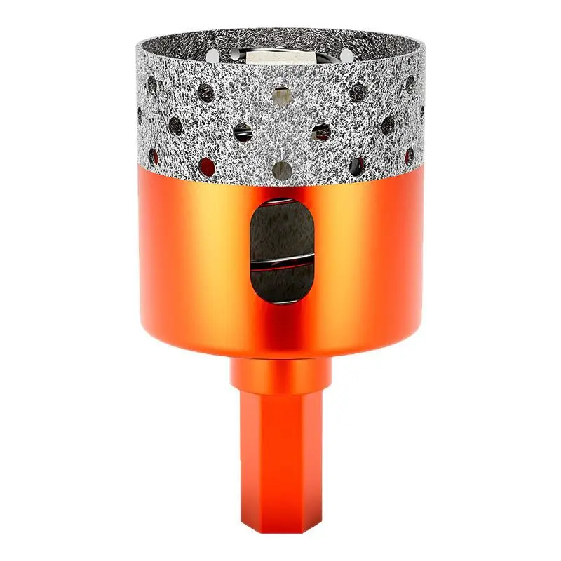 Tile Hole Opener with Spring, Hexagonal Handle Dry and Wet Brazed Tile Hole Opener