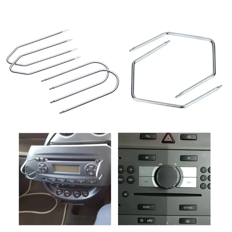 6 Pezzi kit Smontaggio Autoradio, Strumento di Rimozione Autoradio in Acciaio Inossidabile, Kit Estrazione Chiavette Smontaggio Chiave, Estrattore per Rimozione Sblocco, di Smontare Compatibili