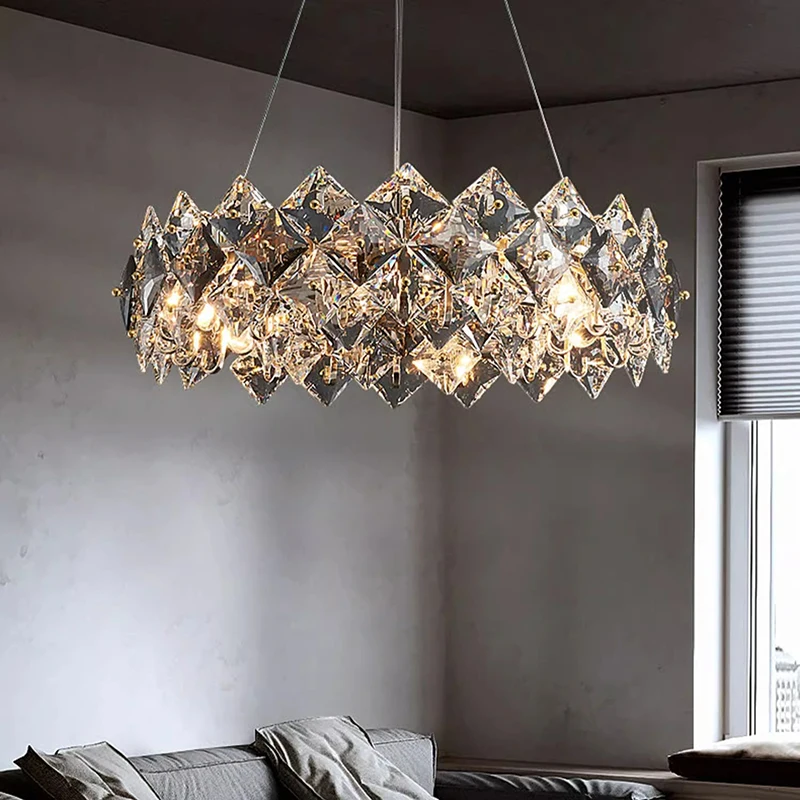أضواء قلادة لتزيين المنزل، ثريا غرفة المعيشة الكريستالية الفاخرة، مصباح قلادة لغرفة الطعام، ضوء السقف، إضاءة داخلية #3
