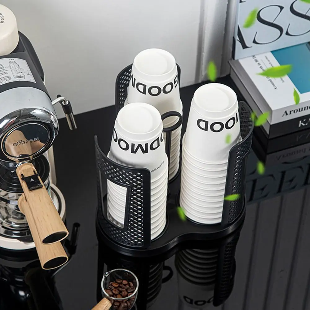 

Черно-белый с подносом для хранения бумажных стаканчиков на 360° ° Вращающийся съемный органайзер для хранения чайных чашек, 3-х отделений, настольный органайзер, стойка для дома