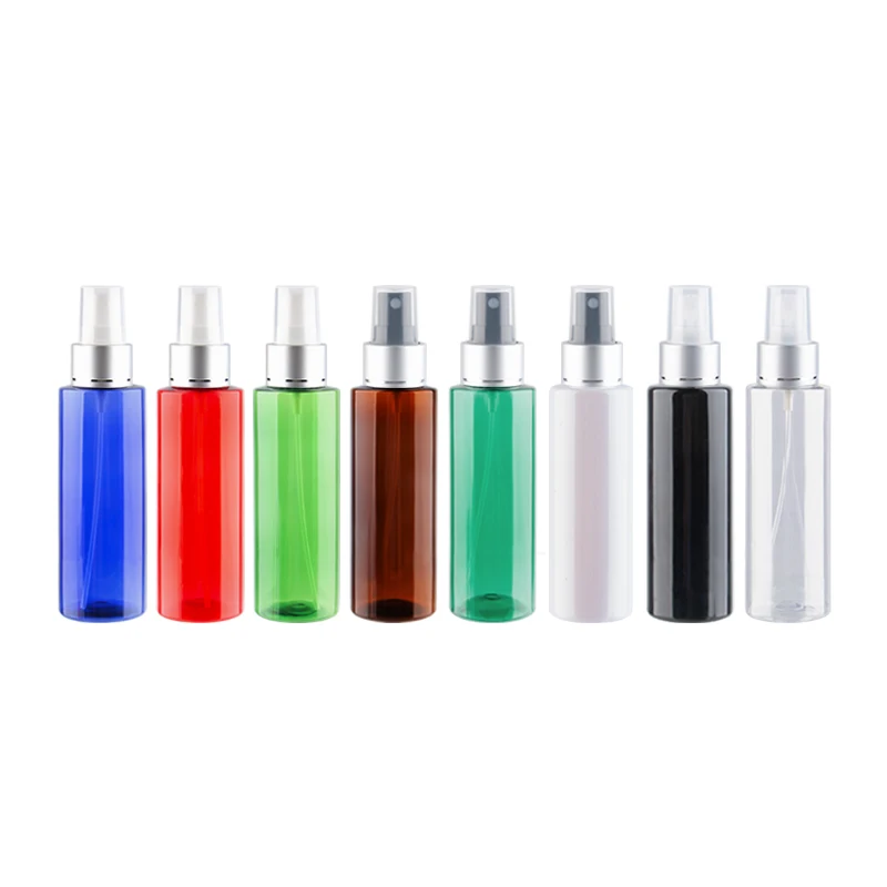 40 X 100ml 120ml Empty Plastic Mist Spray Pump Bottles For Perfume Freshener Silver Pump Cosmetic PET Bottle Containers 3.4OZ