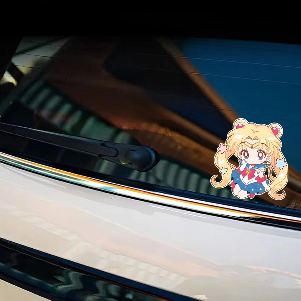 Cute Anime Girl Car Sticker Sailor Moon Decal Body Fuel Tank Cover Door Window Bumper Trunk Motorcycle Helmet Waterproof Sticker