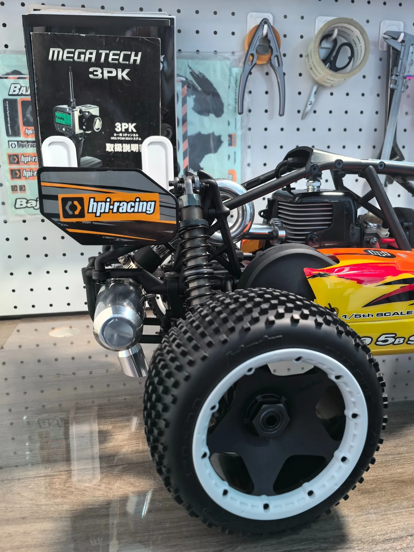 Fastrax genuíno HPI BAHA 5B 5T 5sc tubo de escape de veículo off-road tubo de escape duplo com camada de isolamento acústico embutida