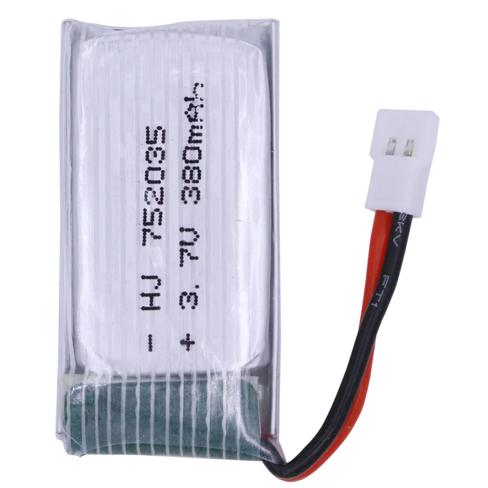 10 pz/lotto 3.7V 380mAh Batteria Lipo 25c Per Hubsan X4 H107 H107L H107D JD385 JD388 RC Aeromobili Multi-Rotori batteria 752035