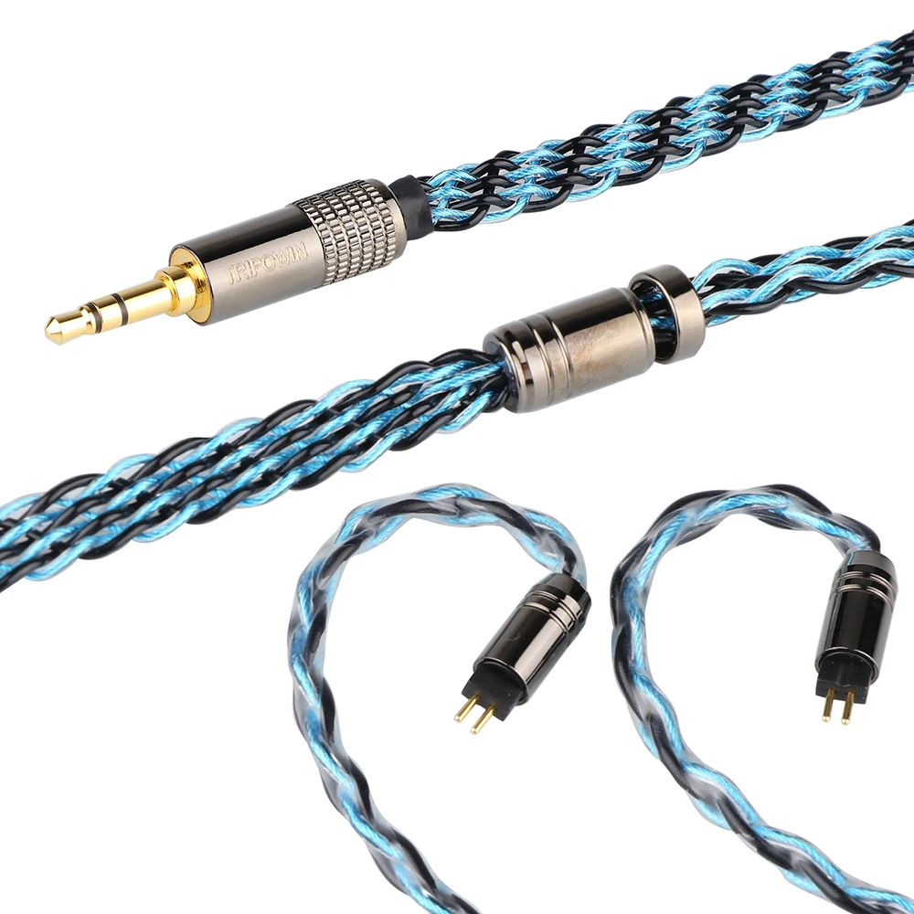 Tripowin Danube Cable 8-rdzeniowy posrebrzany kabel OCC z miedzi + 32-przewodowy pleciony kabel słuchawkowy IEM z warstwą zewnętrzną PVC 28 AWG