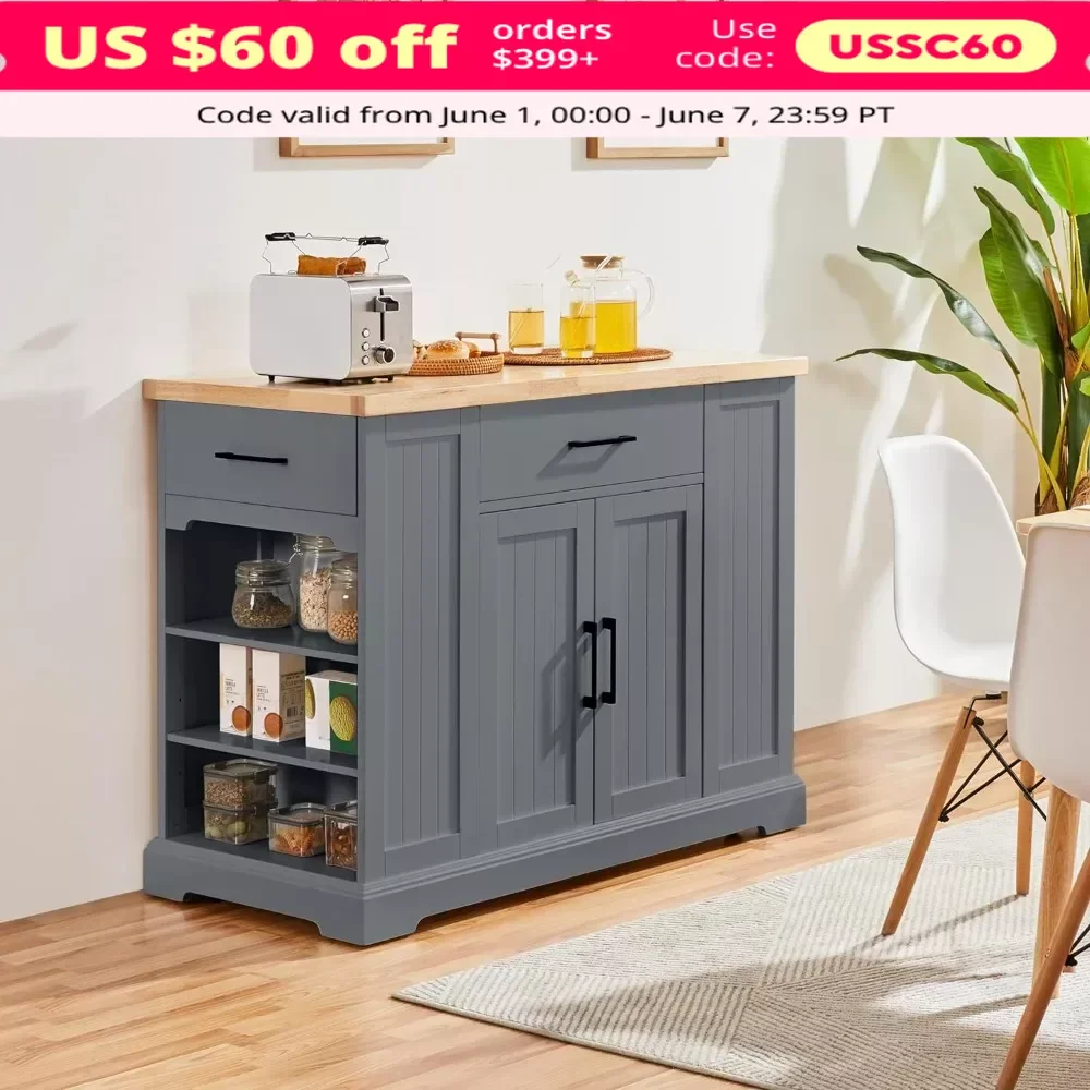 Rolling Kitchen Island Cart with Drawers, Kitchen Cart on Wheels with Adjustable Shelves, Kitchen Island Cart with Storage