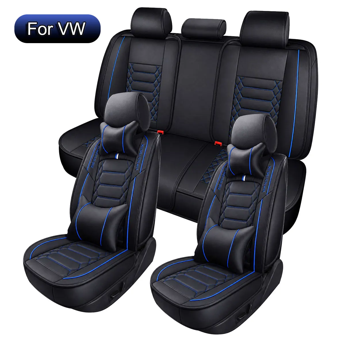 Image of Autositzbezüge Komplettset, Passend für VW Golf, Tiguan, Passat, T-Roc, Polo, Touran, Arteon, ID.4, Universelle PU-Leder Autositzschoner, Airbag-kompatibel, Für Alle Jahreszeiten, Einfache