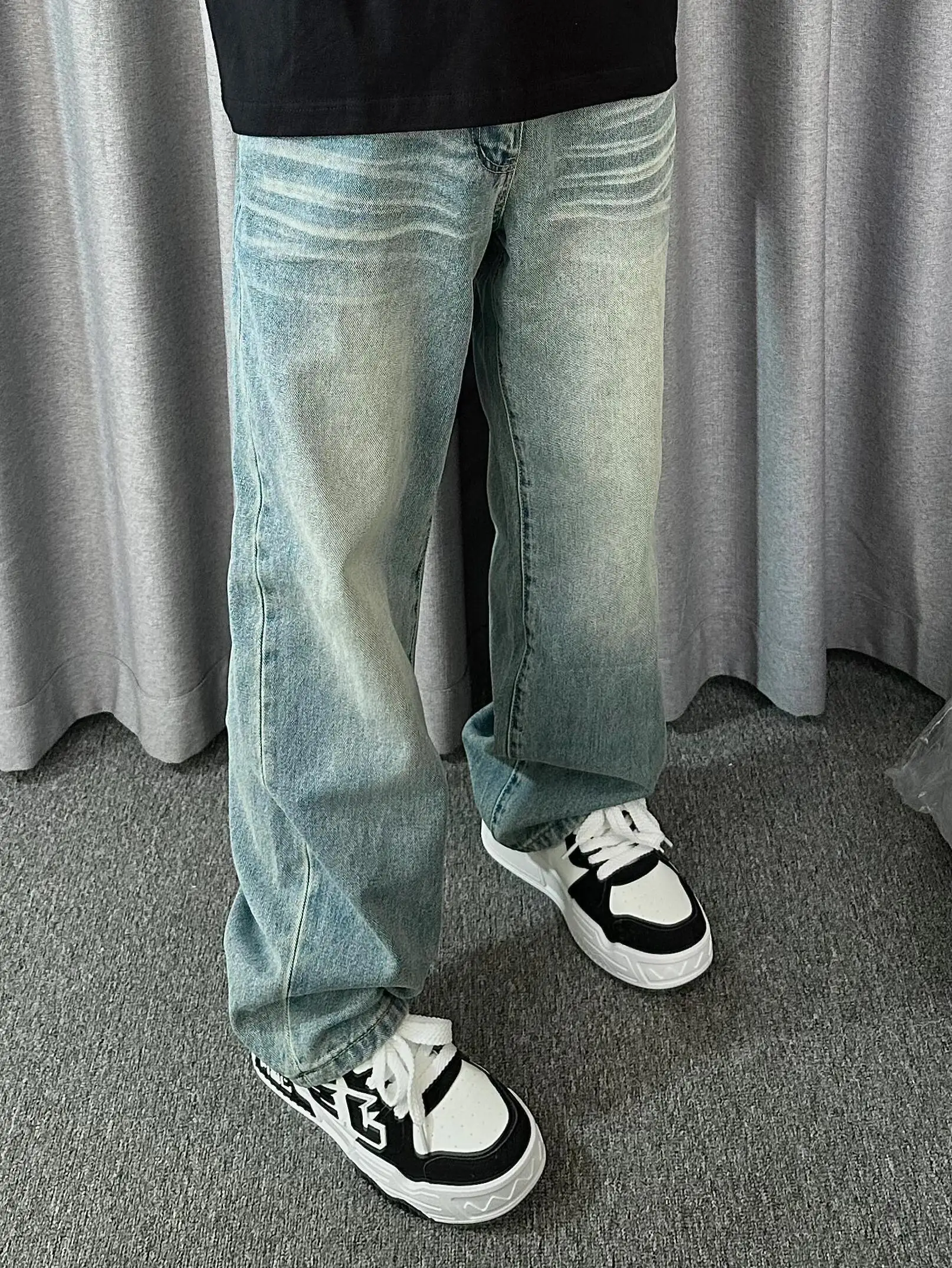 

Мужские джинсы Cleanfit светло-голубые, прямого кроя, повседневные, с высокой талией, из денима, весна-лето-осень, модные