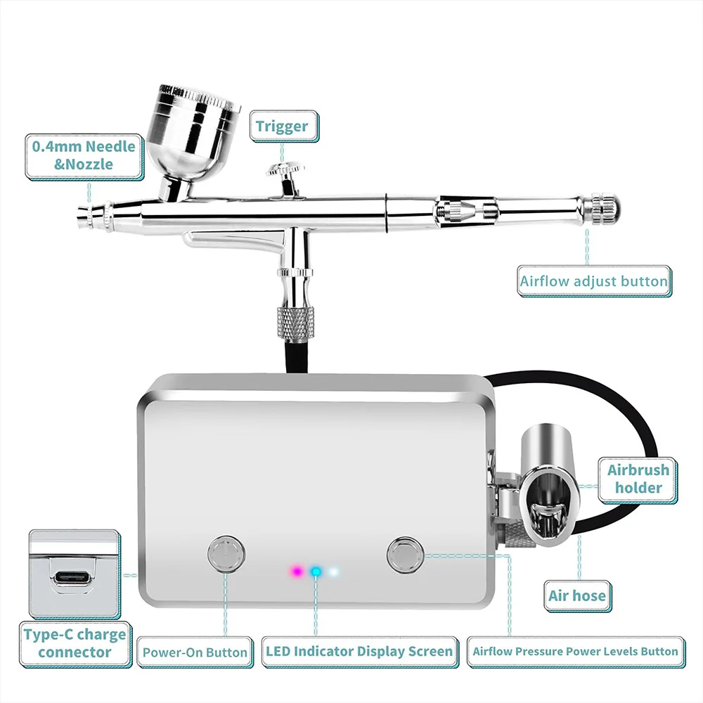 Professional Model Painting Sprayer Mini High Flow High Pressure Spray Gun with Portable Air Pump Kit
