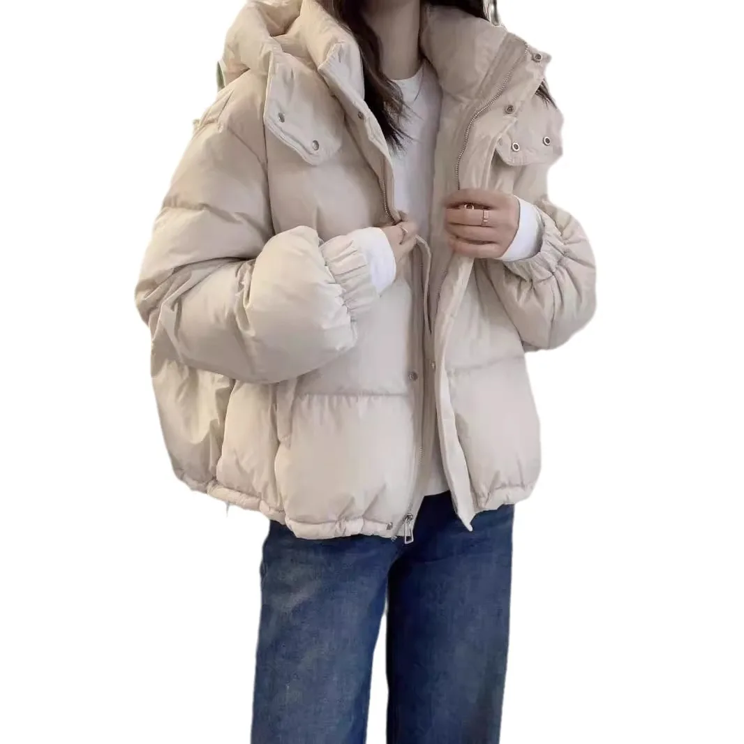 Women Korean Cotton Parkas Hooded Winter Oversize Coat Thick Warm Loose Puffer Jacket Female Solid Fashion Zipper Outwear