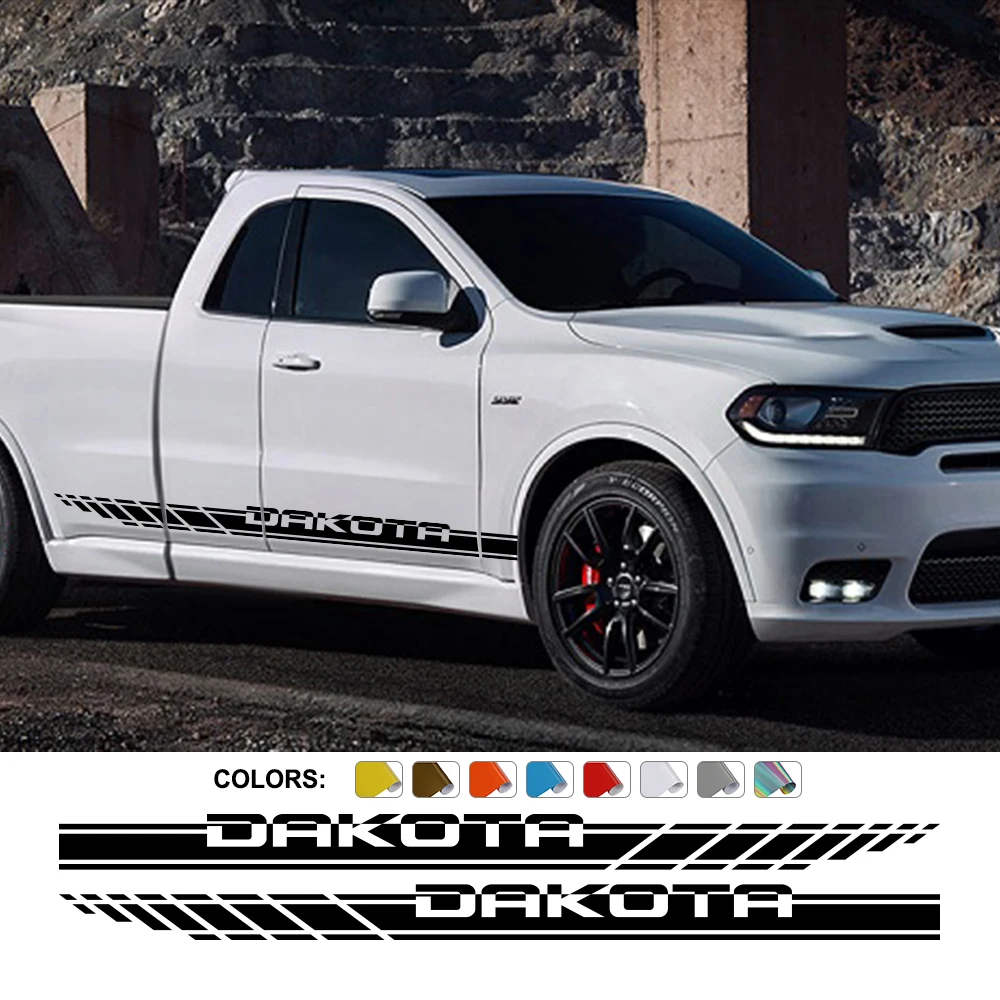 Car Stickers Pickup Door Side Stripes Decals For Dodge Dakota SLT SXT 5.9 R/T V6 Truck Graphics Decoration Auto Accessories