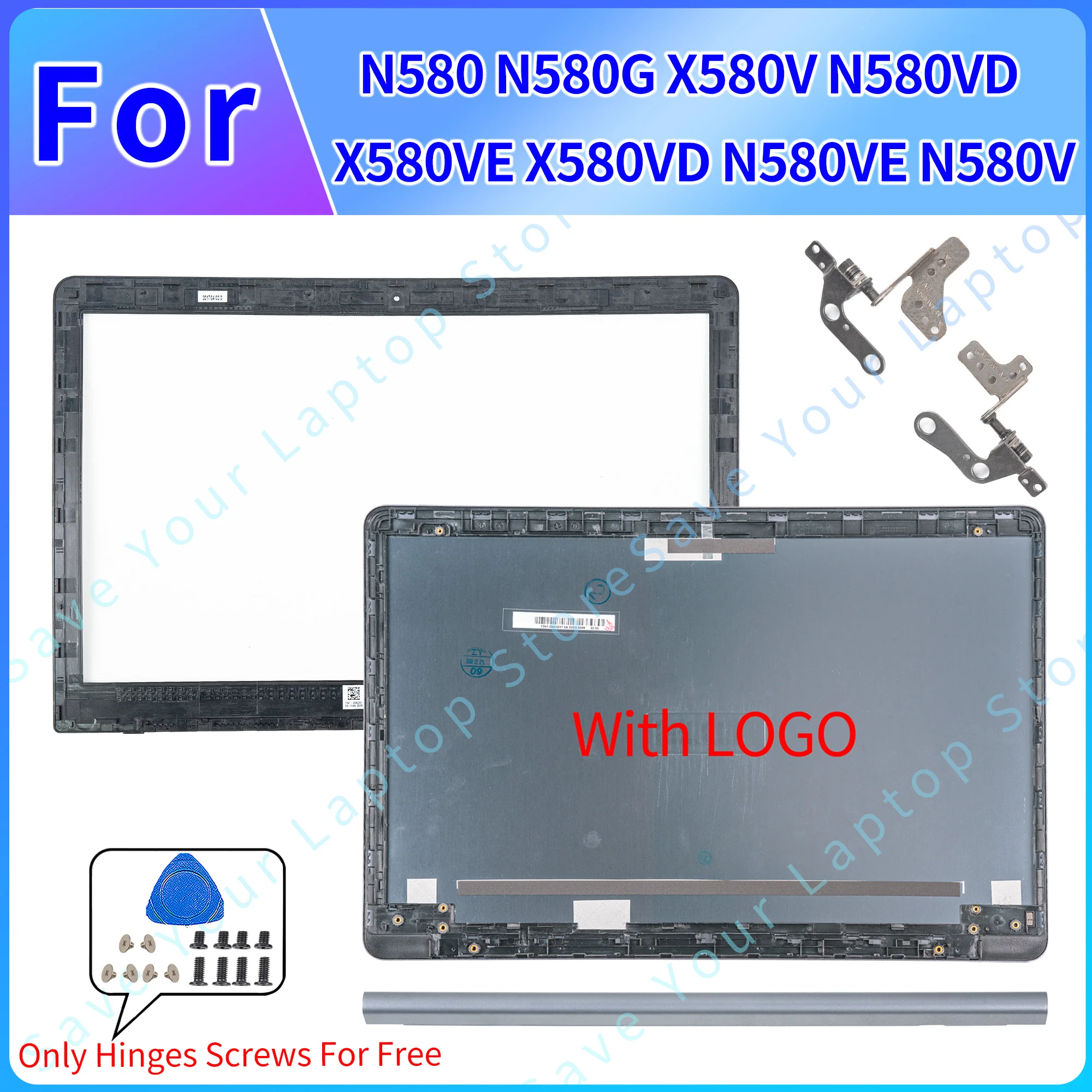 Metal Parts For N580 N580G X580V N580V N580VD X580VE X580VD N580VE LCD BACK Cover/Bezel Hinges Replacement 15.6inch