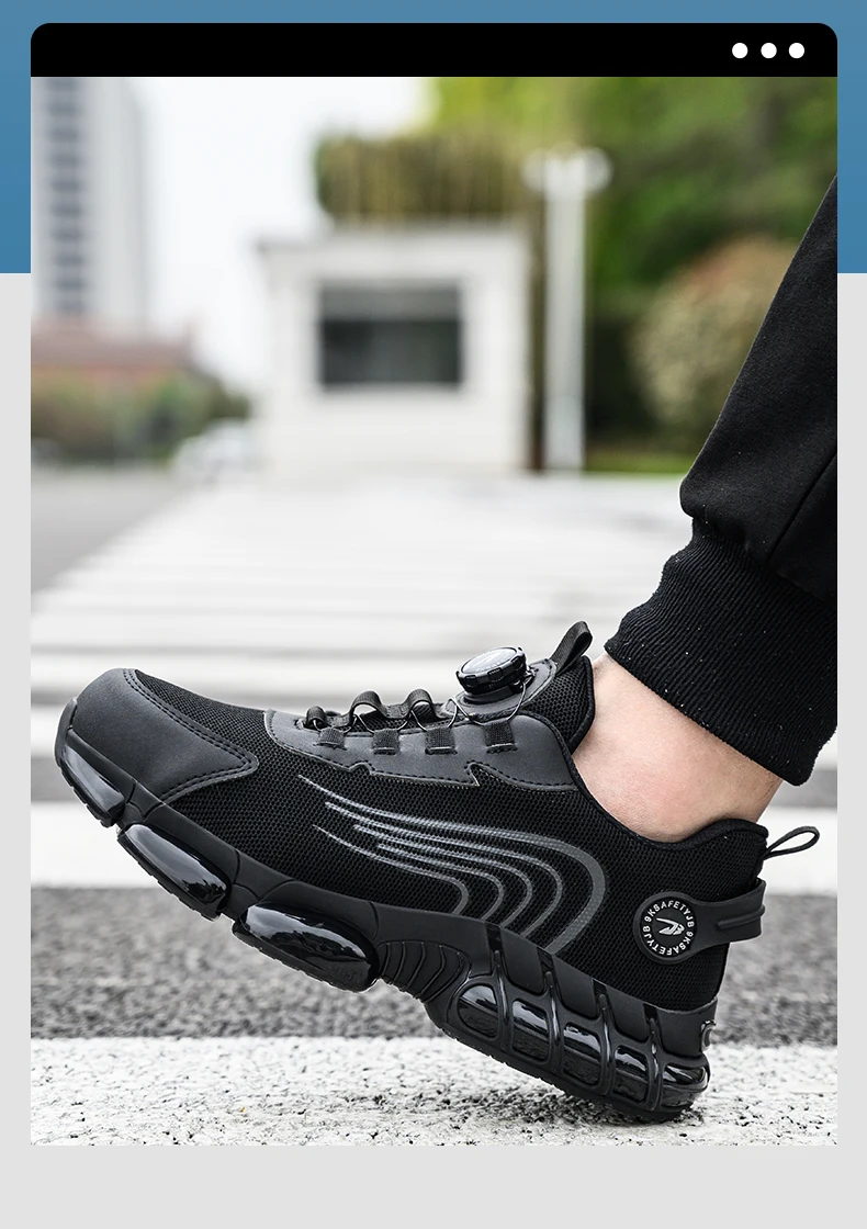 Rotierende Knopf Sicherheitsschuhe Männer Stahlkappe Sneaker Air Kissen Arbeit Mann Pannensichere Arbeitssicherheit Industrielle Schutzschuhe – Detail 5