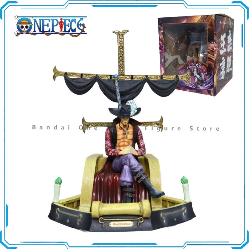 

In Stock One Piece Big Figure GK Scene Sitting Throne Sail Hawkeye Joracol Mihawk Model Ornament