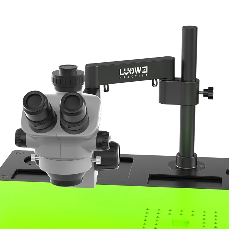 LUOWEI LW-WCI3-7050LZ-TV-M1 Large Base Triocular Microscope with Bracket Swing Arm 7-50X Continuous Zoom Microscope