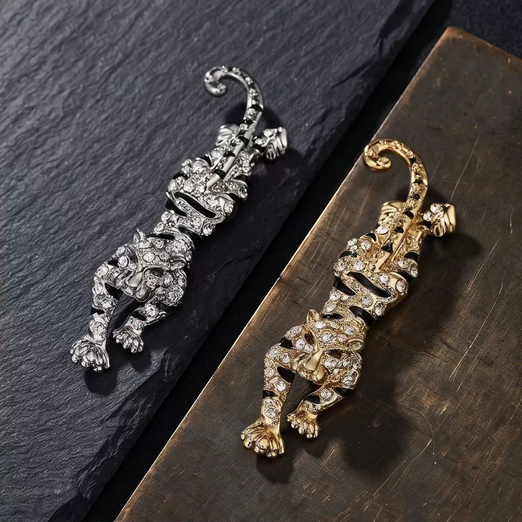women men diamond tiger brooch retro animal corsage clothing accessories