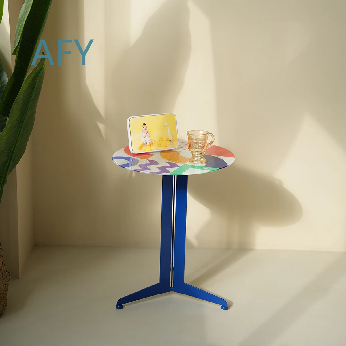 Memphis Dopamine Small Side Table for Living Room Coffee Table for Balcony Metal End Table for Home Decor Living Room