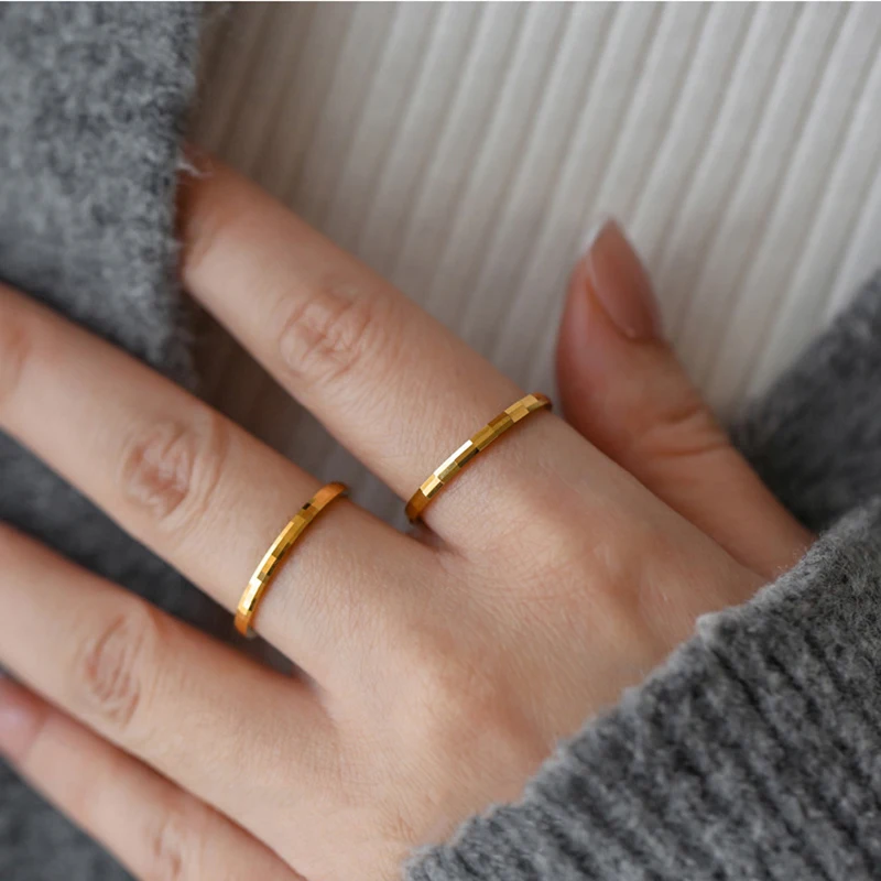 Multifacted Rhomboid Mirror Stainless Steel Stacker Rings For Women Grils Waterproof Band Ring Fashion Jewelry Gift