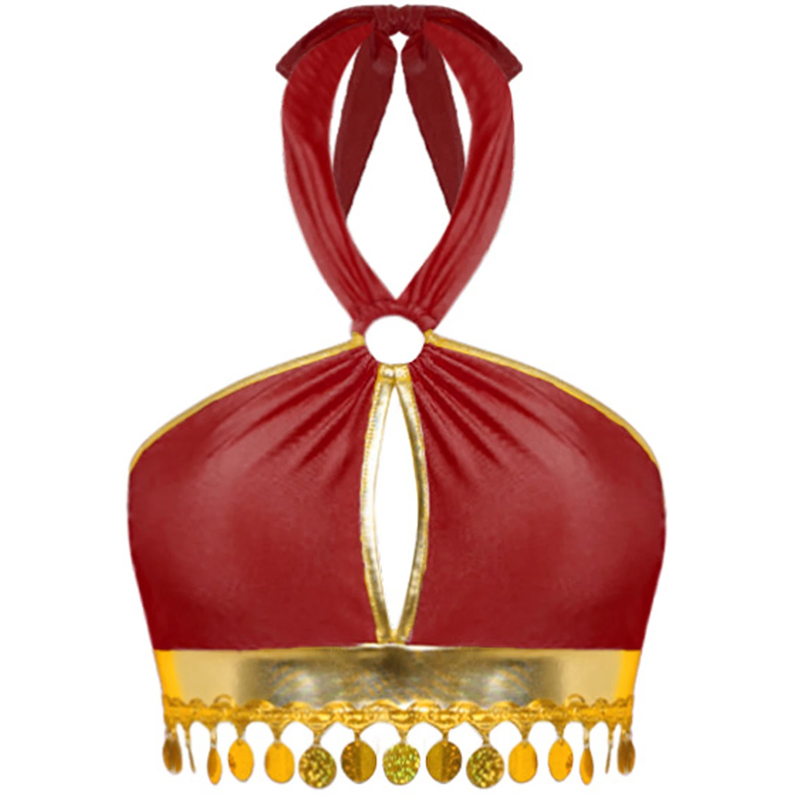 Costume de danse du ventre pour femmes, ensemble de Cosplay de princesse d'halloween, haut court à paillettes + jupe en mousseline de soie fendue latérale + 1 paire de manches