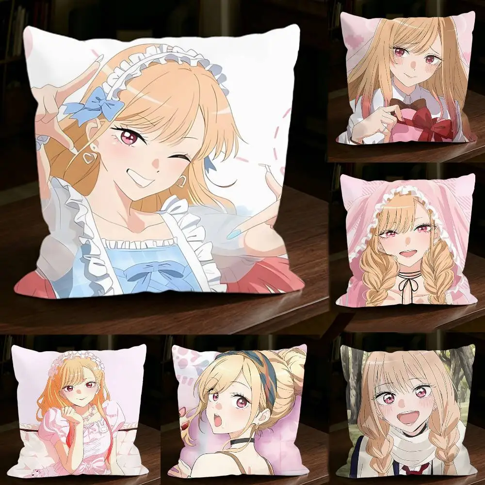 My Dress-Up Anime M-Marin Kitagawa  Square Sofa Pillow Cover Solid Color Living Room Home Decor Cushion Case