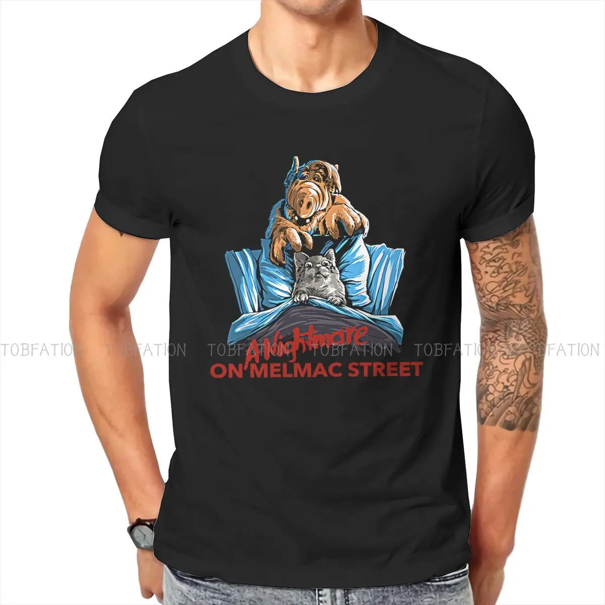 Nightmare on Melmac  Casual TShirt ALF The Animated Series Creative Streetwear Casual T Shirt Men Short Sleeve Gift Clothes