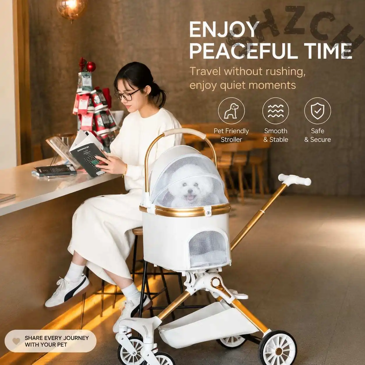 Pet cart High value lightweight stacking cart bag separation dog and cat trolley going out trolley