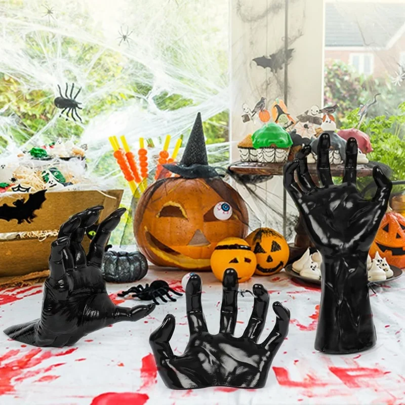 Gothic Creepy Hands Wall Decor, Life‑size Horror Resin Hands Sculpture, Halloween Christmas Decoration For Placing Candles