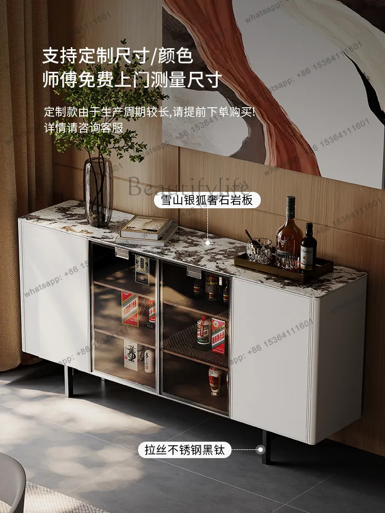 Side cabinet 2024 new light luxury rock slab high-end Italian-style foyer wall storage cabinet