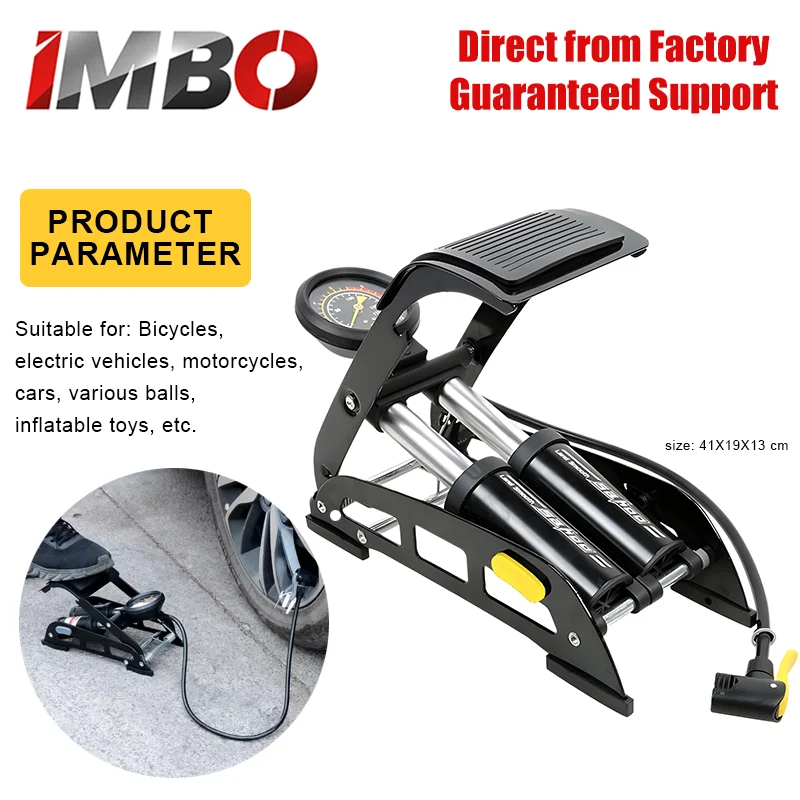 

Effortless Double Cylinder Foot Pump Foldable High Pressure Inflator with Gauge for Bikes Cars & Balls Space-saving Design