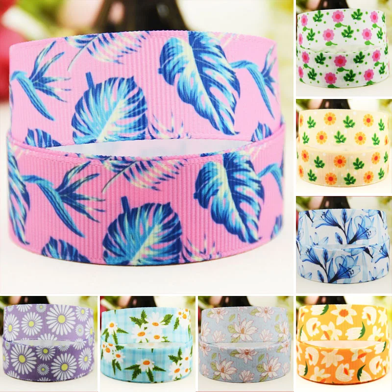 22mm 25mm 38mm 75mm flowers Cartoon printed Grosgrain Ribbon party decoration 10 Yards satin ribbons