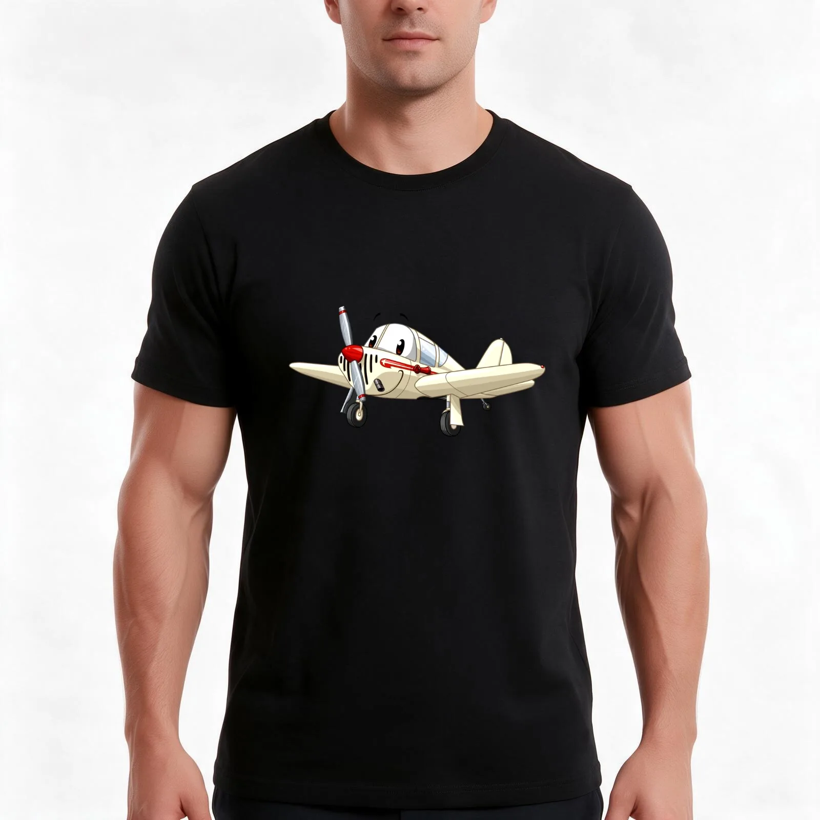 Toon airplane - Globe Swift T-Shirt, Summer Casual Cotton Tee, Oversized Streetwear Tops, Vintage Graphic Print, 100% Cotton