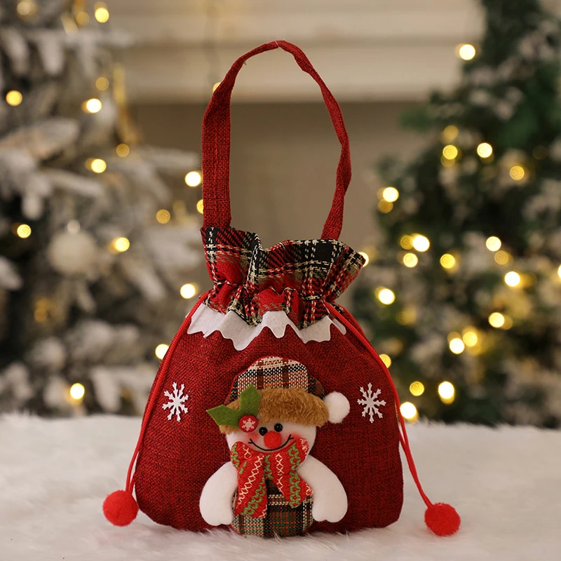 1pc Creative Old Man Snowman Gift Bag Christmas Decorations Bag 25*20cm Candy Bag Festival Gifts Ornament Decor 2024 New Year image 5