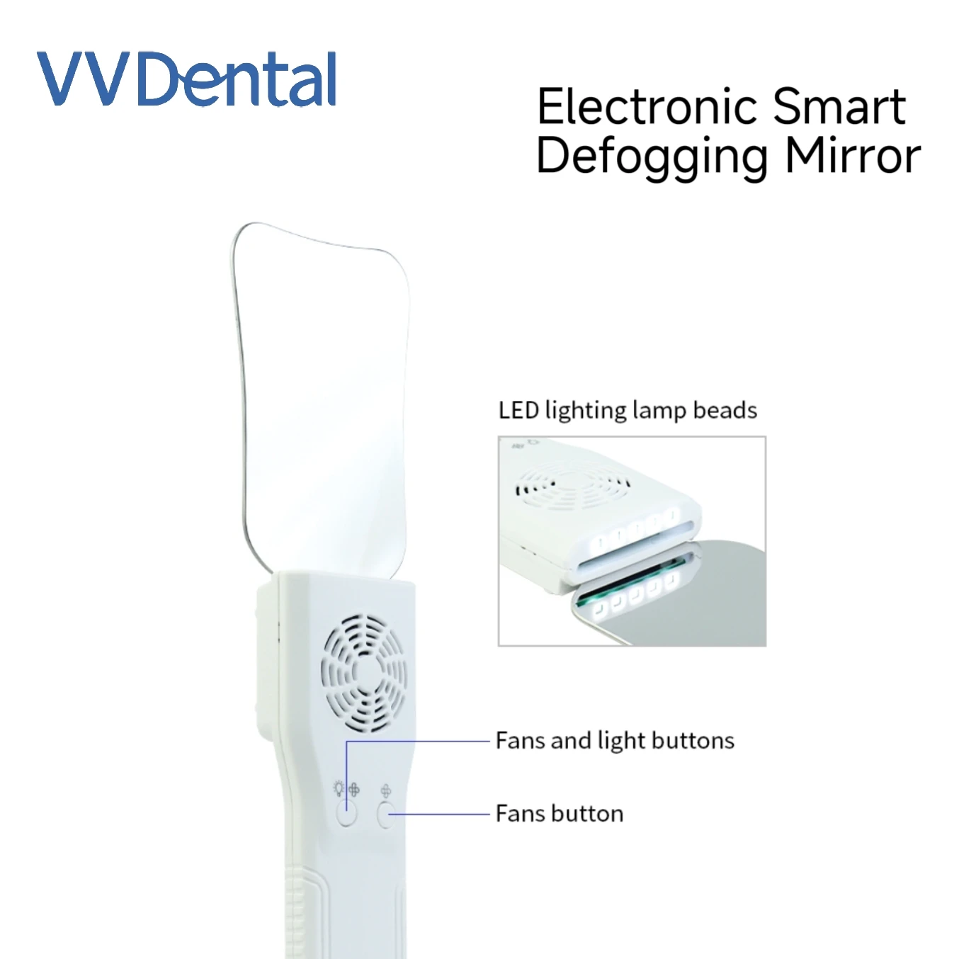 VVDental Dental Intraoral Photography Mirror Set Anti Fog Stainless Steel Reflector With Auxiliary LED Illumination Dental Tools