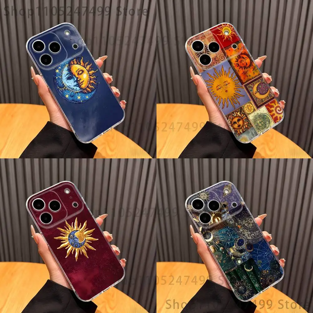 

Aesthetic Print Sun Moon Phone Case iPhone17 16 15 14 13 12 11 Pro Max Plus Mini Clear Full Back Cover Silicone Soft Shell