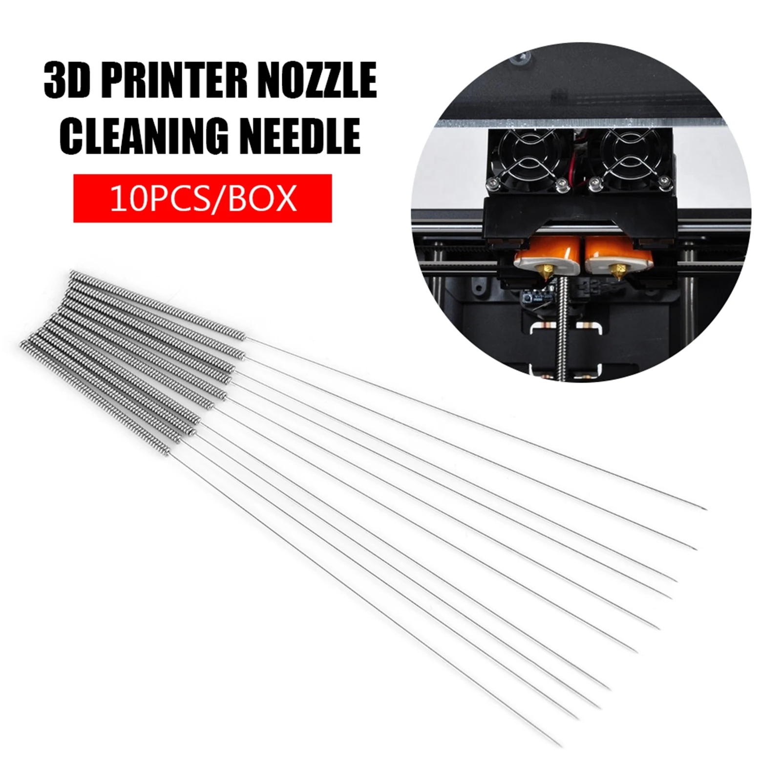 10-Pack Printer Nozzle Cleaning Pins, 0.4mm, 3D Printer Nozzle Cleaning Pins, 3D Printer Accessories